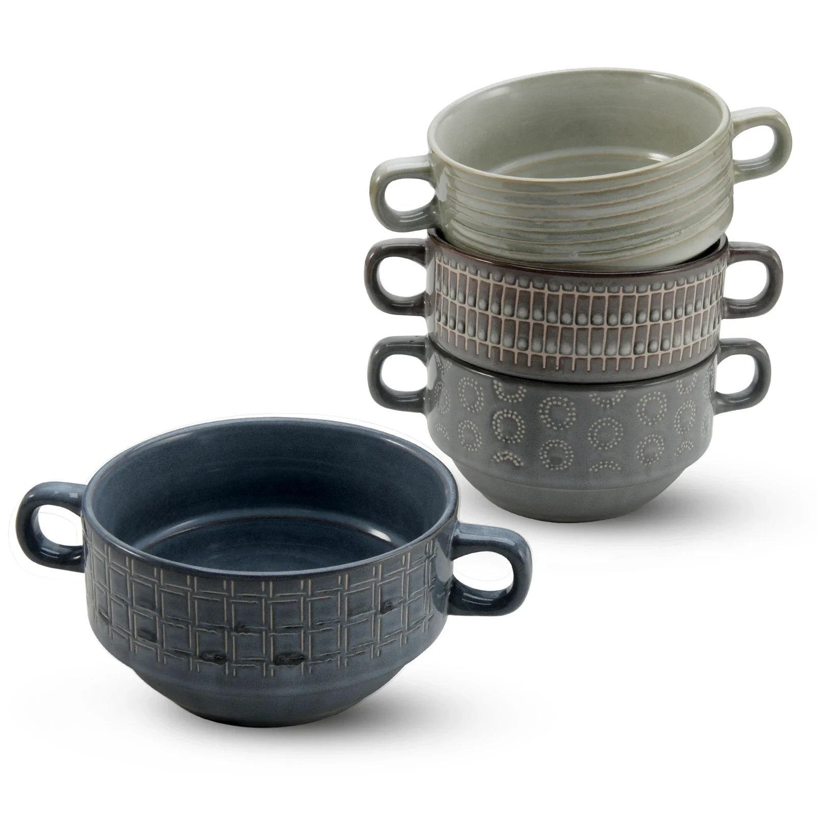 American Atelier Soup Bowls with Handles Set of 4, 16 Oz , Stoneware