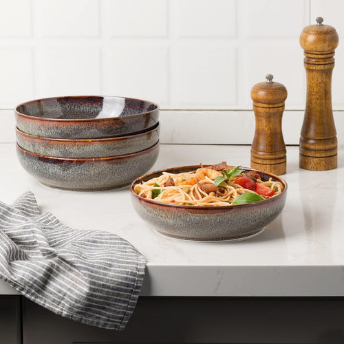 30oz Pasta bowls set-8" serving bowls-salad bowl set of 4-ceramic Dinner bowls