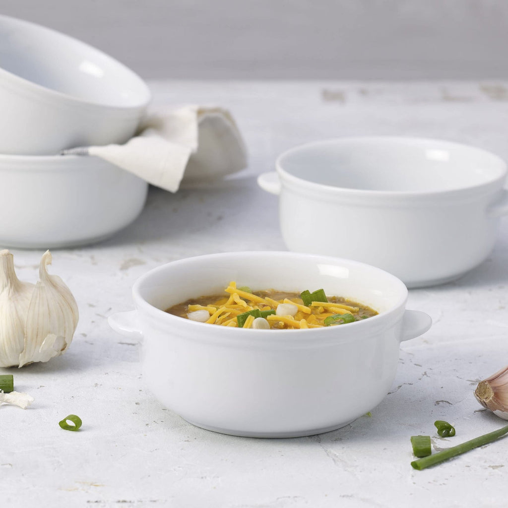 Set of 4 Handled Soup Chili Bowls, 20 ounces, White